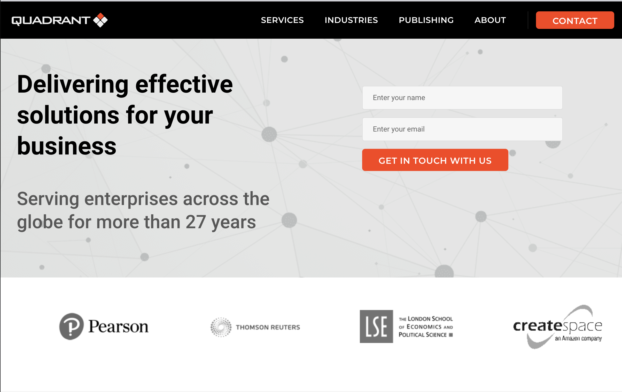 Screenshot of Quadrant Infotech corporate website