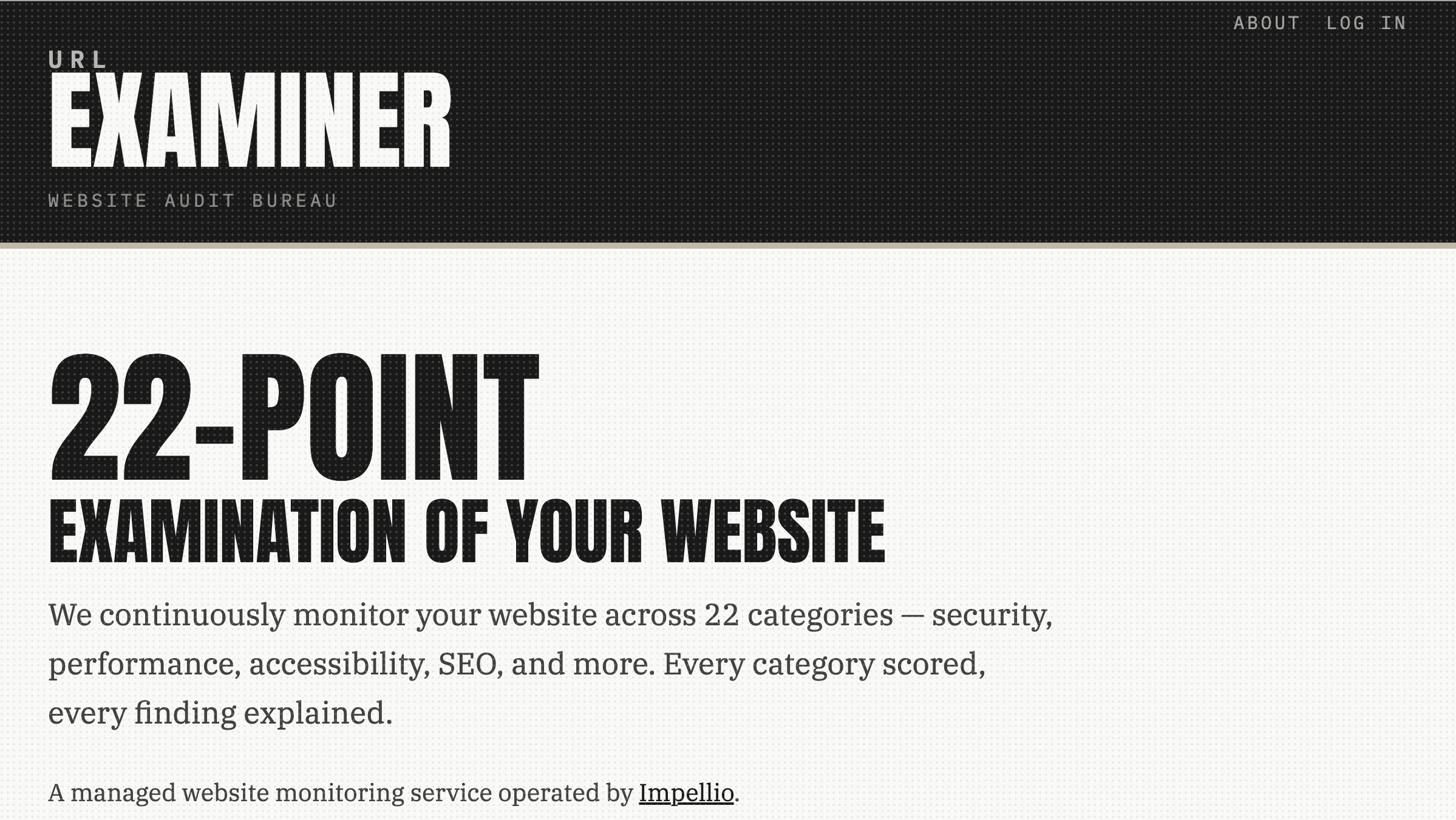 Screenshot of UrlExaminer, a continuous website monitoring service